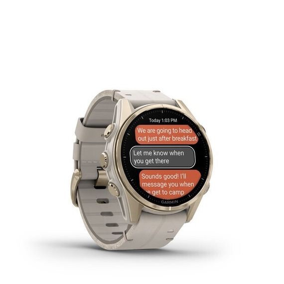Garmin Fenix 8 43 мм Soft Gold – умные часы AMOLED с кожаным и силиконовым ремешками