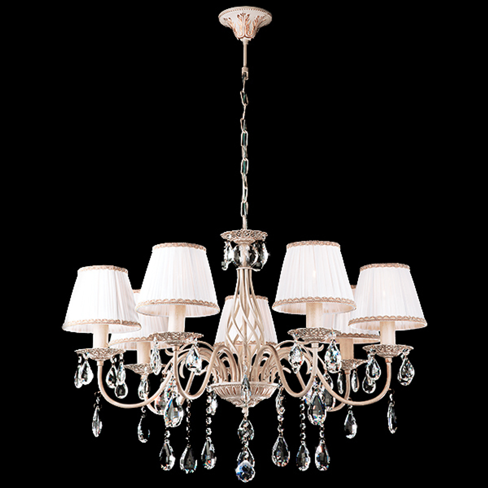 Подвесная люстра 3637/7 белый с золотом / прозрачный хрусталь