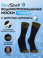 Водонепроницаемые носки Dexshell Thermlite черный/зеленый L (43-46)