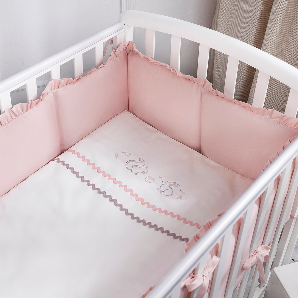 Комплект белья для классической кроватки Toys Sateen 6 предметов цвет розовый