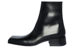 Balenciaga Square Toe Leather Ankle Boot Black