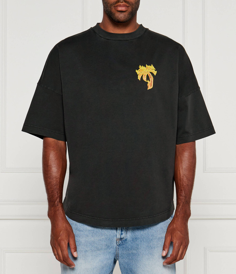 Футболка BURNING PALM Palm Angels - графитовый (PMAA002F 24JER011)