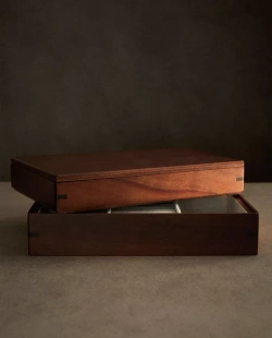 ZARA HOME БОЛЬШАЯ ДЕРЕВЯННАЯ ШКАТУЛКА ДЛЯ ДРАГОЦЕННОСТЕЙ, КОРИЧНЕВЫЙ