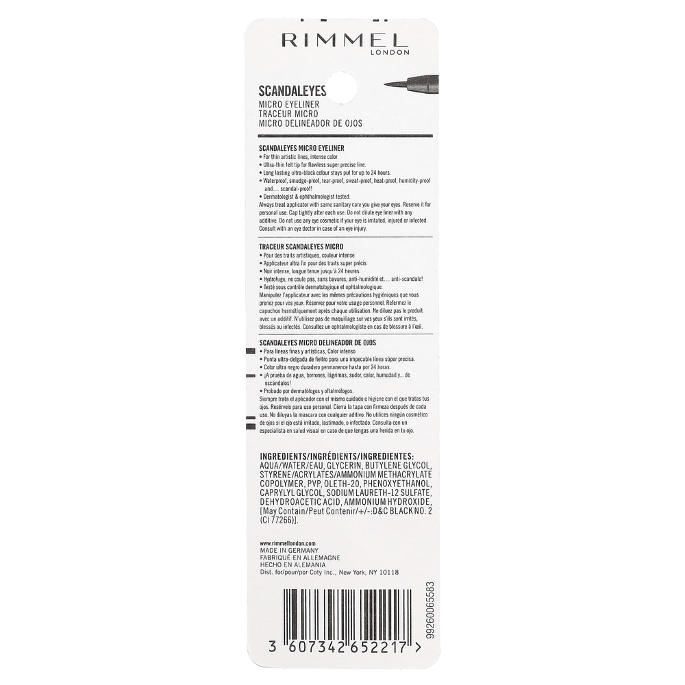 Rimmel London, Skindaleyes, подводка для глаз, 001 черный, 1,1 мл (0,037 жидк. унции)