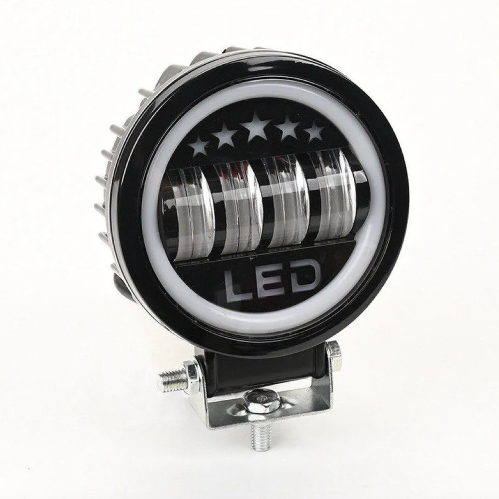 Фара светодиодная LED 1 шт 5500 К 12 -24 V фара противотуманная ангельские глазки, 20 W , с линзой, с ДХО,