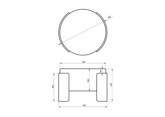 Банкетка Lagom D 62 см (серо-зеленый FiberGuard, орех)