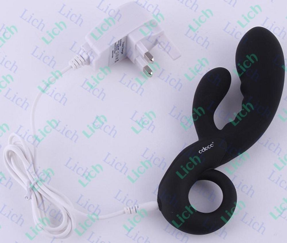 Чёрный вибратор Cupid с клиторальным отростком