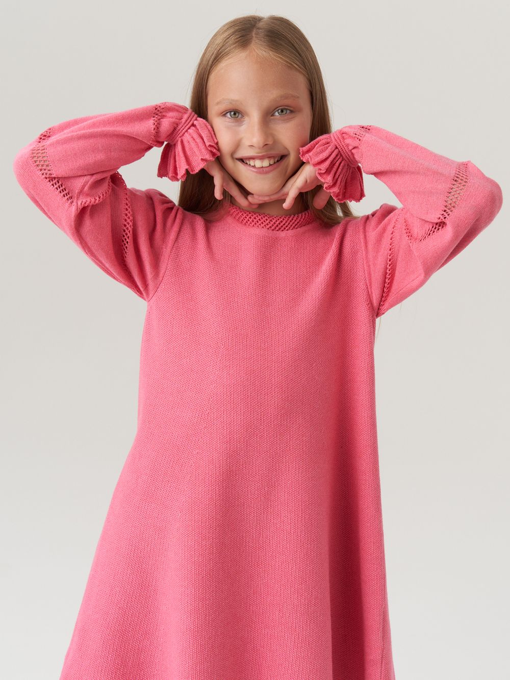 Платье для девочки с длинным рукавом AT1039 коралловый