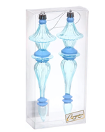 Елочные украшения "Изящные переливы" 4.5*4.5*19 см (набор 2 шт), Голубой (Серпантин)