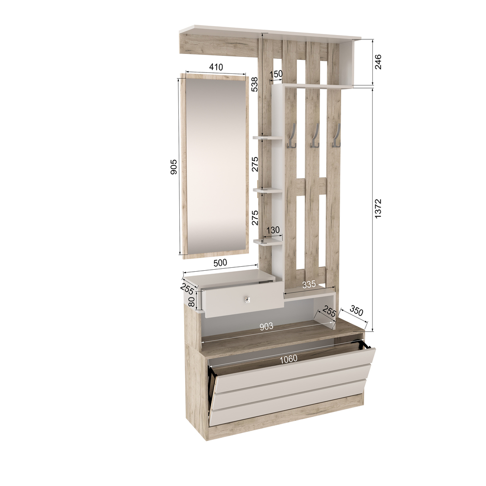 Центральная секция Ямайка ЯПЦС-1, Дуб крафт серый, Кашемир