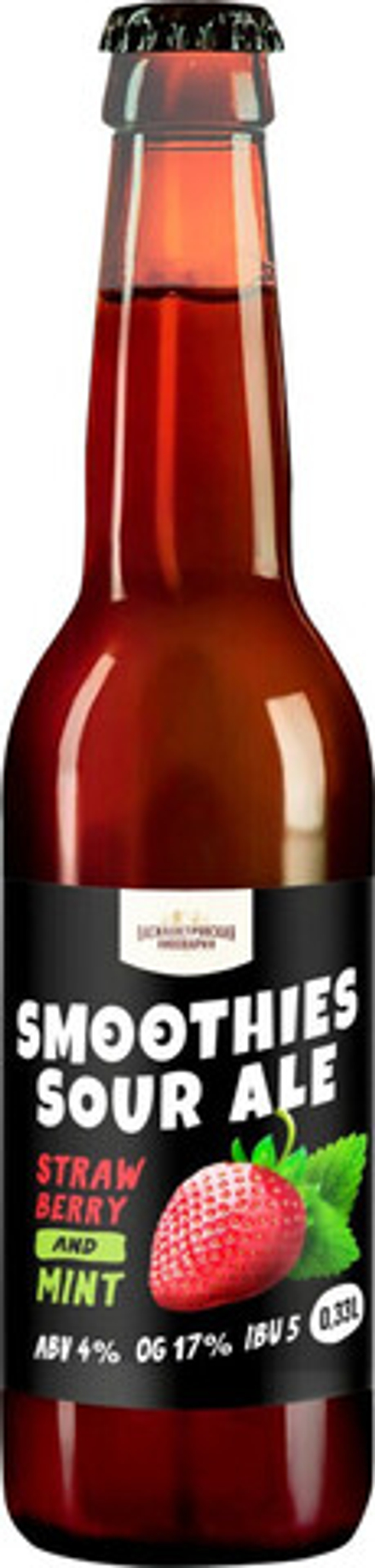 Пиво Василеостровское Смузи Кислый Эль Клубника и Мята / Smoothies Sour Ale Strawberry & Mint 0.33л - 12шт