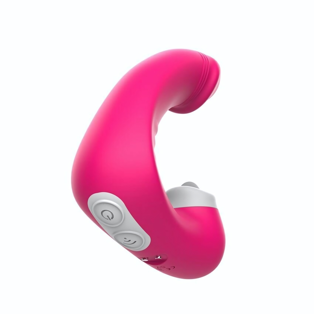 Розовый вибромассажёр с клиторальной стимуляцией (Цвет: розовый)