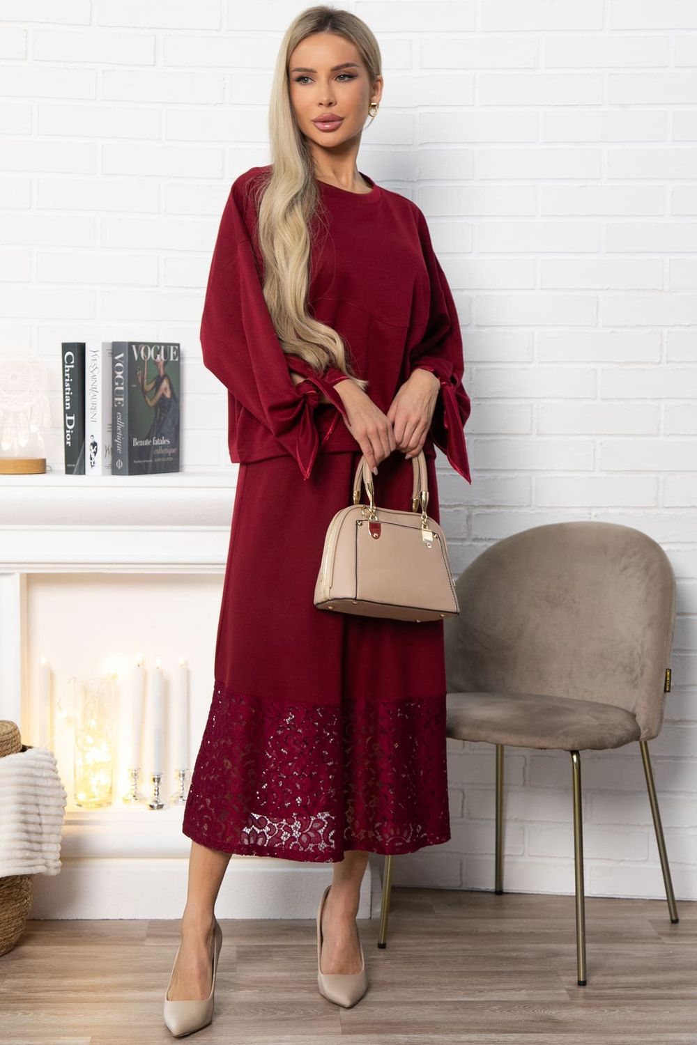 Джемпер с завязками Твист (бордовый) Б14867-10М LT Collection