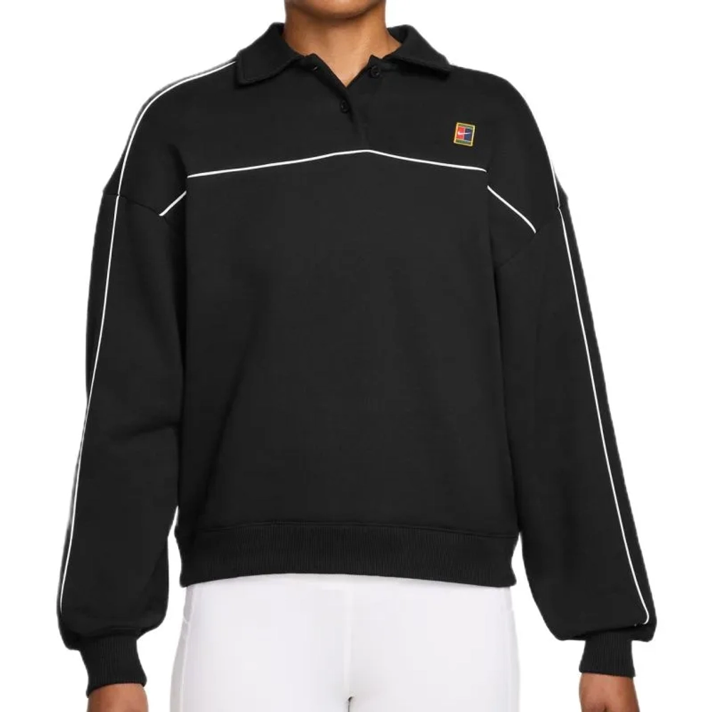 Женская Кофта теннисная Nike Court Collection Heritage Fleece - black/white
