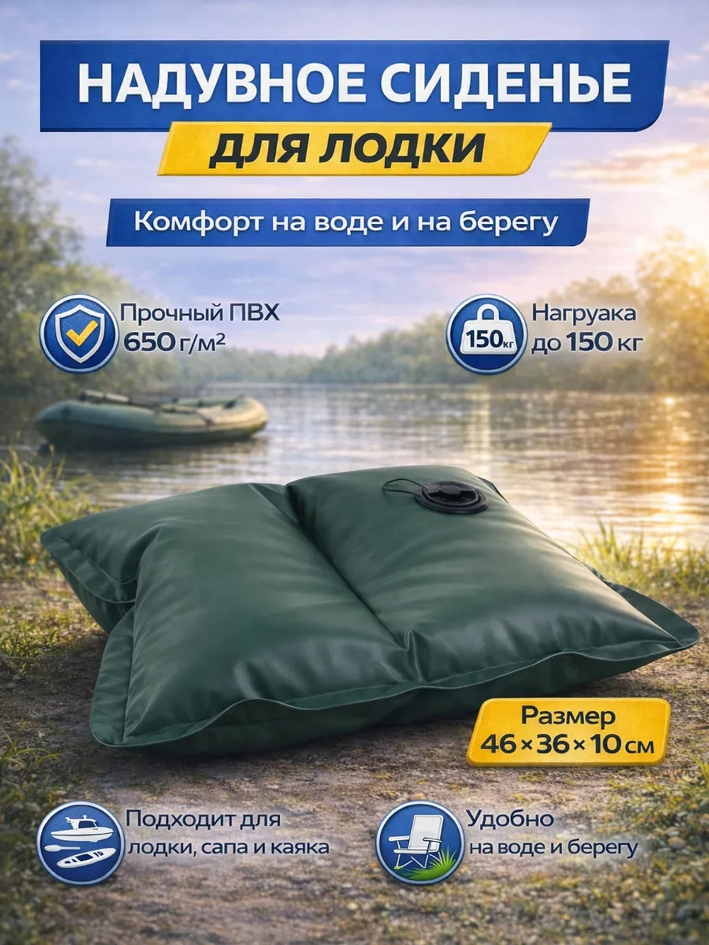 Сиденье для лодки ПВХ надувное сидушка для лодки