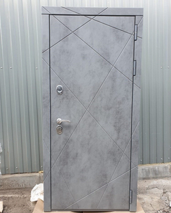 Входная металлическая дверь RеX (РЕКС) 13 Бетон темный / Сити Сандал белый 6мм