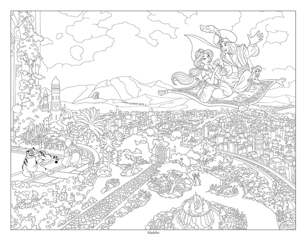 Раскраска Disney Dreams Collection - Принцессы Диснея Thomas Kinkade Studios, большой формат, 42 стр.