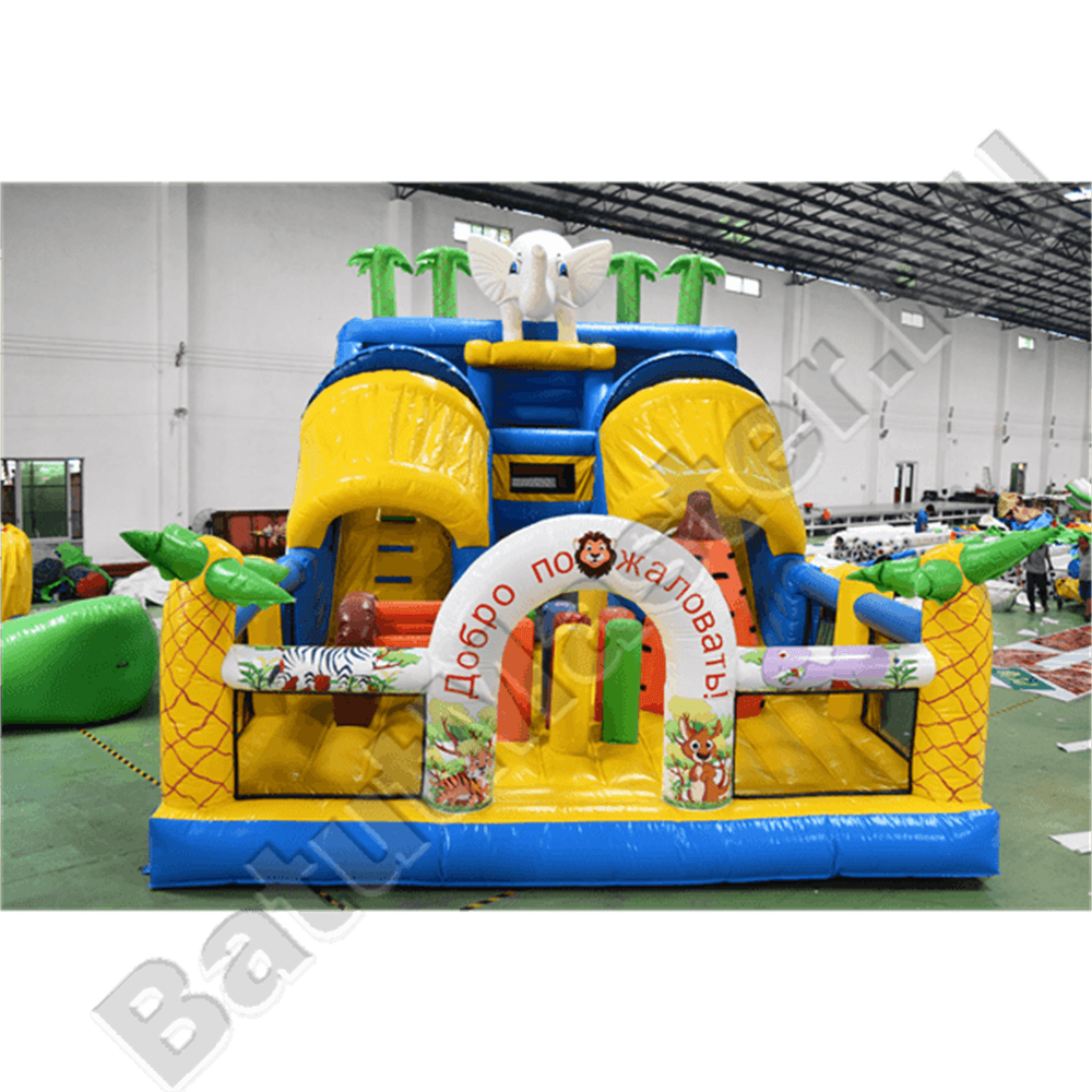 Коммерческий надувной батут "Слоник со скалодромом 2"