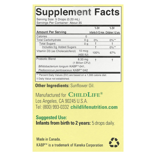 ChildLife Essentials, InfantBiotics, пробиотик, в жидкой форме, 2,6 млрд, 10,5 мл (0,36 жидк. унции) (2,6 млрд КОЕ в 8 каплях)