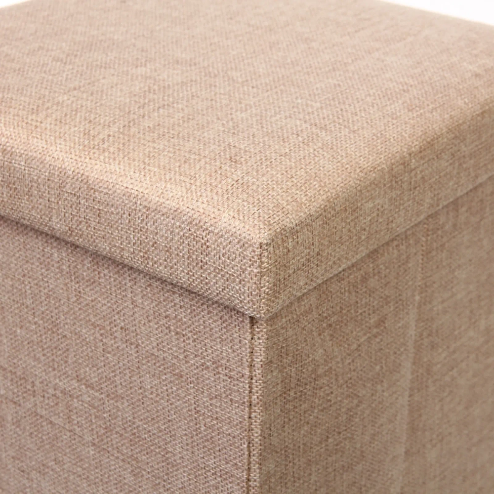 Пуфик для хранения вещей складной «ВЕСТА», цвет пастельно бежевый, 31*31*30.5см