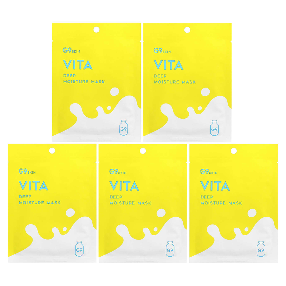 G9skin, Vita, маска для глубокого увлажнения, молочко, 5 шт., 22 мл (0,74 жидк. унции)