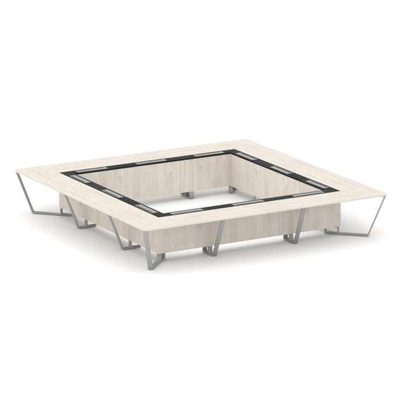 Steel Meet Стол переговорный квадратный KMK-PR.B.SP-24K Денвер Светлый/Графит Глянец/Металл Серый 48