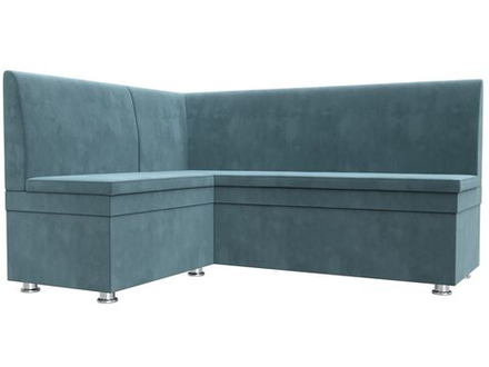Диван кухонный угловой Уют левый угол, Бирюзовый, Велюр, 109625L