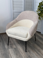 Кресло М-City DISAUR Сион (Sion) 3018-01 Белый, 3018-10 Бежевый, Шенилл, Черный каркас