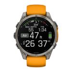 Спортивные часы Garmin fenix 8, 47 мм, AMOLED, титан, сапфир, силиконовый ремешок цвета «оранжевая искра»/графитовый Безель из титана, AMOLED-дисплей. Ремешок с классической застёжкой — на запястье обхватом 125–208 мм