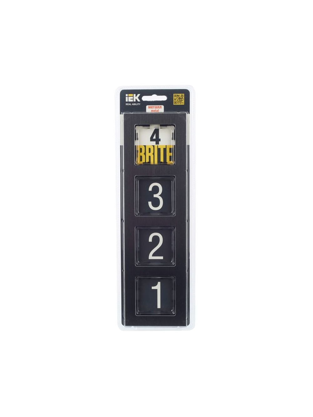Рамка 4-м BRITE РУ-4-1-БрЧ металл черн. IEK BR-M42-M-K02