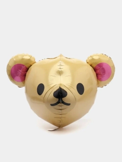 Шар (23""/58 см) Фигура, 3D Голова, Милый медведь, Коричневый, 1 шт. Ж4