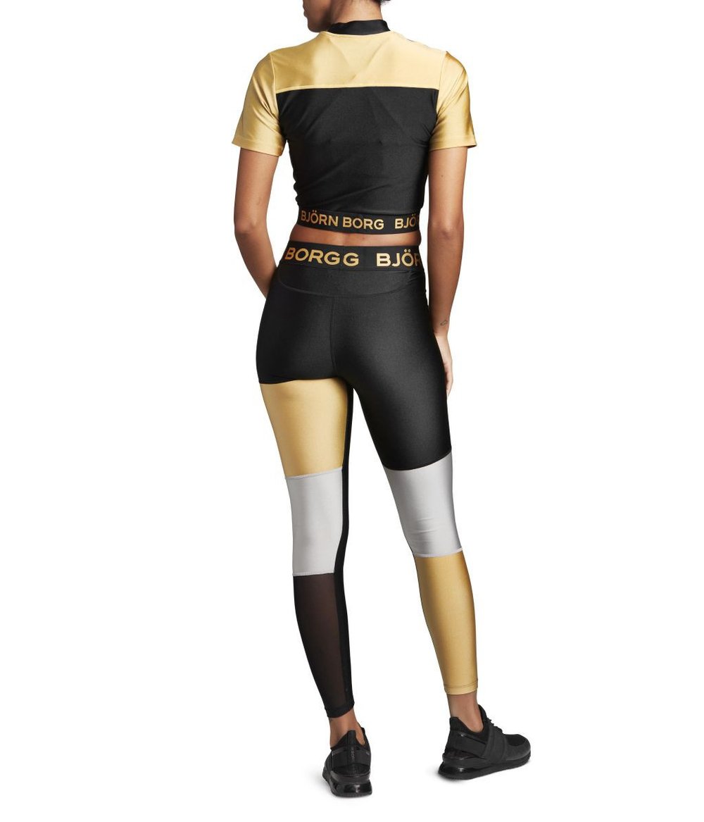 Женская футболка теннисная Björn Borg Cropped Tee Cylie W - black gold