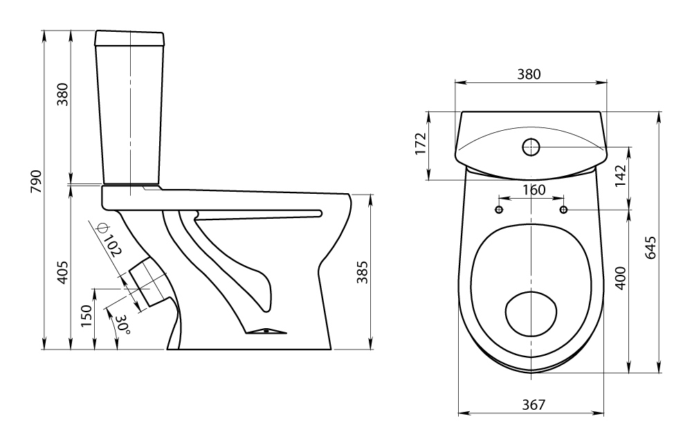 Унитаз-компакт Santeri Ультра с сидением стандарт схема