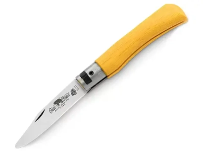 Нож складной Old Bear OBy-Old Bear Young S, W1.4060, Satin, жёлтый ламинат