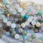 Микс бериллы, кварцы, пренит, амазонит, 8.3мм, цена за нить 19см
