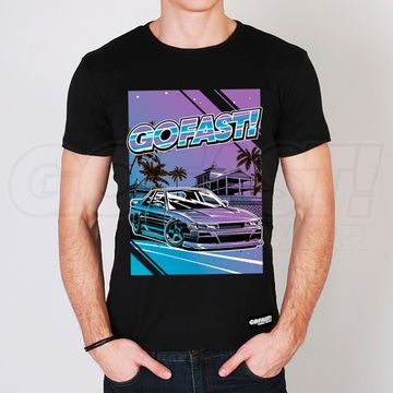 Футболка GoFast S13 Retrowave Cyan/Purple чёрная