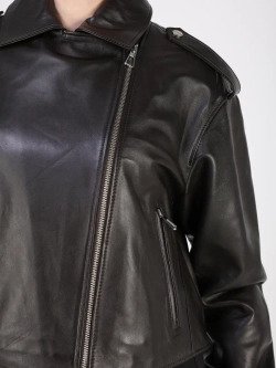 Кожаная куртка демисезонная косуха оверсайз