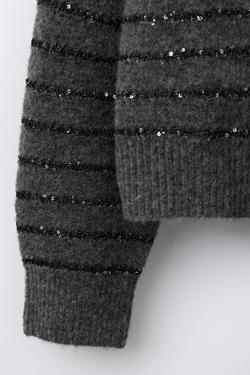 ZARA ДЖЕМПЕР В ПОЛОСКУ С ПАЙЕТКАМИ, ПОЛОСКИ