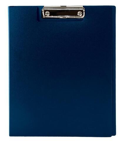 Папка-планшет с прижимом и крышкой А4 пластик,синяя (STAFF)