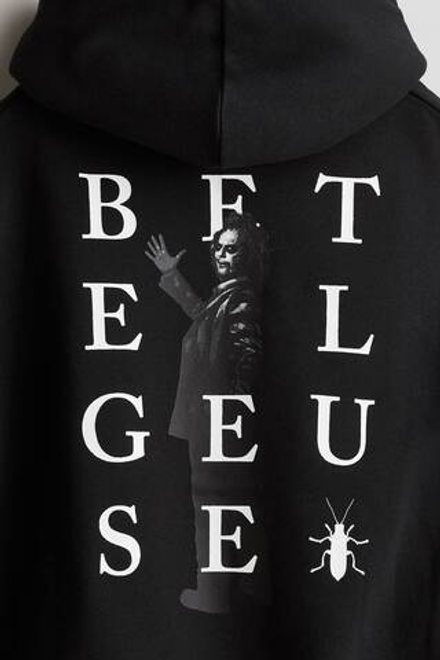 H&M Толстовка с капюшоном и принтом, черный