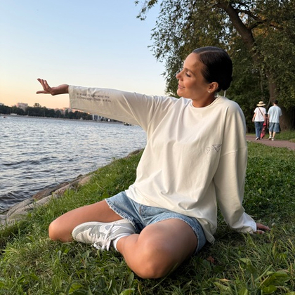 лонгслив в молочном цвете «самолет»