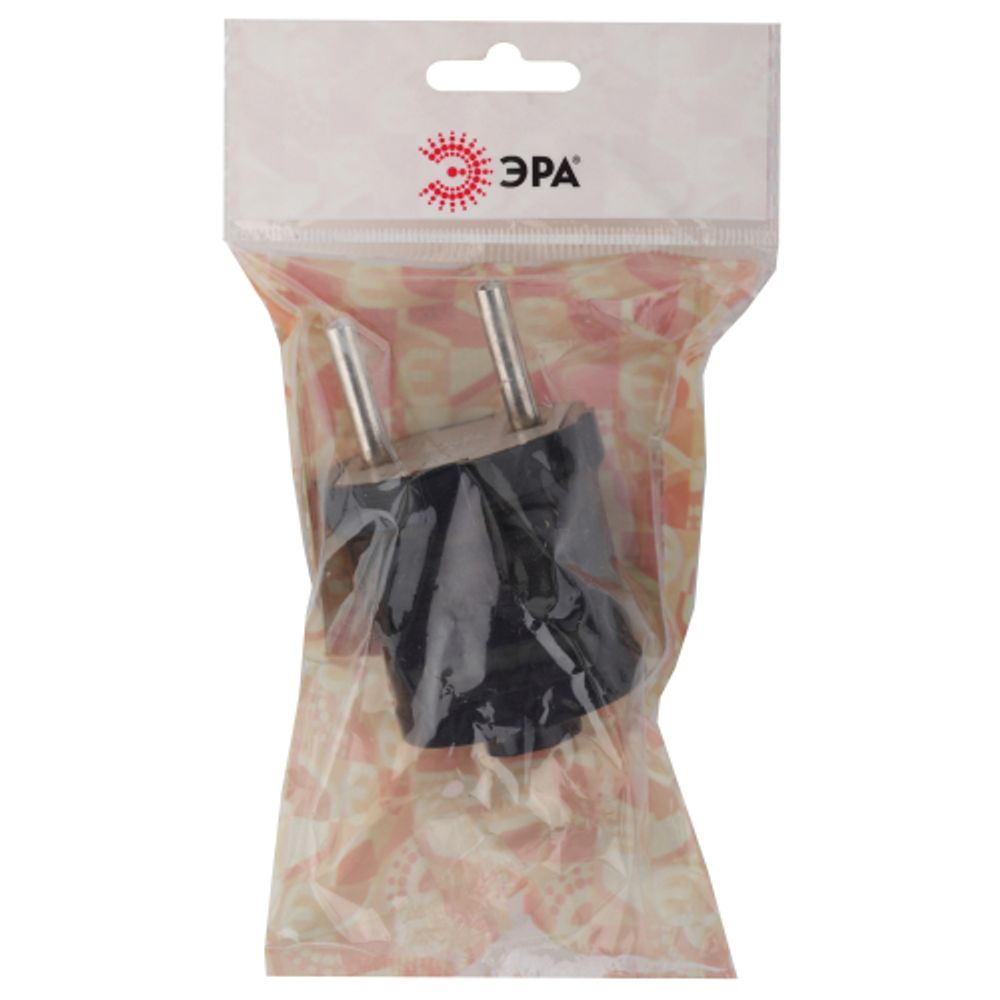 Вилка ЭРА Vx1-B без заземления прямая 10A черная