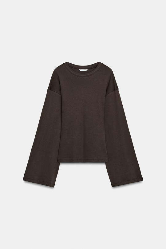 ZARA ПРИТАЛЕННАЯ ФУТБОЛКА SUPIMA®, КОРИЧНЕВЫЙ