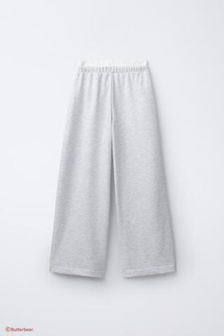 ZARA ШИРОКИЕ БРЮКИ С ДВОЙНЫМ ПОЯСОМ BUTTERBEAR, СЕРЫЙ МЕЛАНЖ