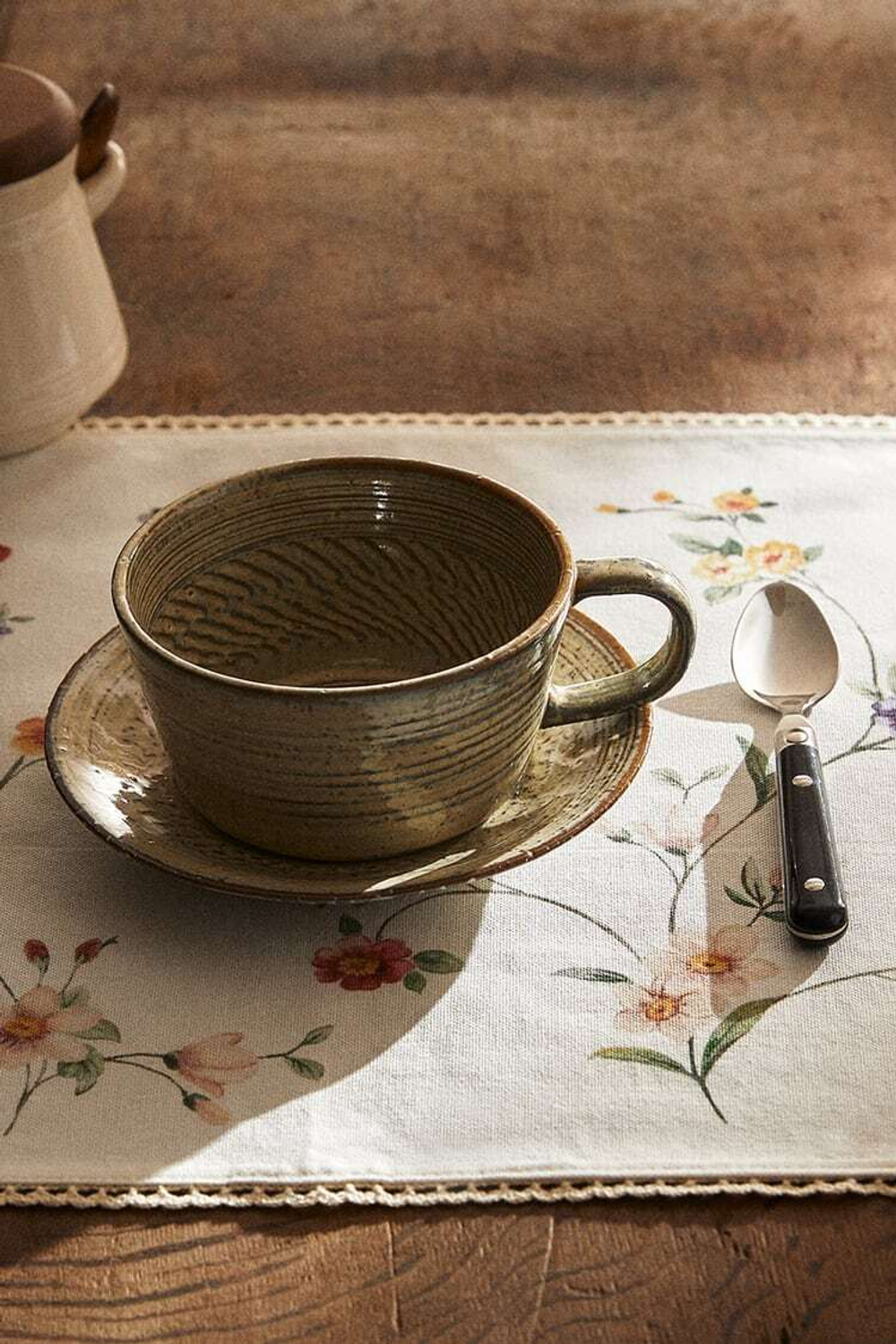 ZARA HOME ХЛОПКОВАЯ САЛФЕТКА С КРУЖЕВНОЙ ОТДЕЛКОЙ, ЗЕЛЕНЫЙ