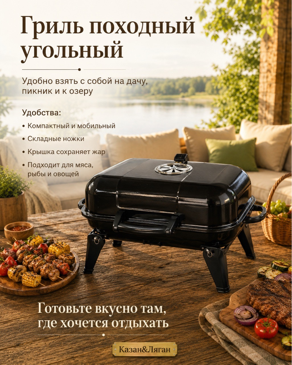 Гриль походный угольный