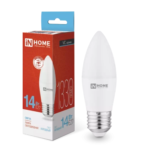 Лампа светодиодная LED-СВЕЧА-VC 14Вт E27 6500K 1330Лм IN HOME