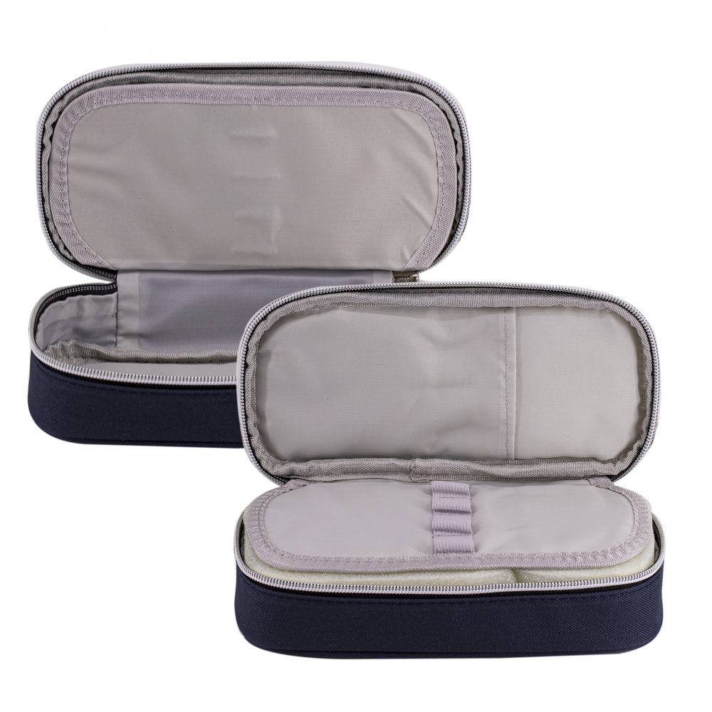 Пенал - косметичка Alingar, ткань, молния, боковой карман, 1 откидная планка, 215 х 85 х 45 мм, "Yescholar", темно-синий, европодвес