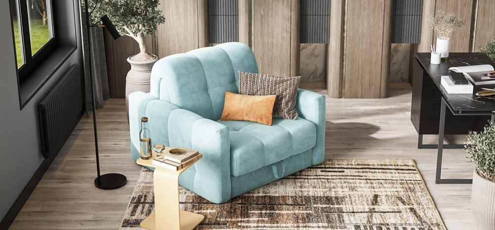 Кресло-кровать BOSS Sleep велюр Monolit аква