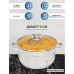 Кастрюля с крышкой 5.4л нержавеющая Daniks Оптима GS-01201-24CA индукция